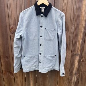 Kato Light Gray Jacket with Black Corduroy Collar Size Medium